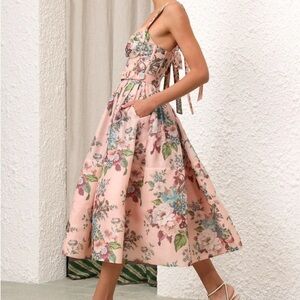 Matchmaker belted floral-print linen and silk-blend midi dress